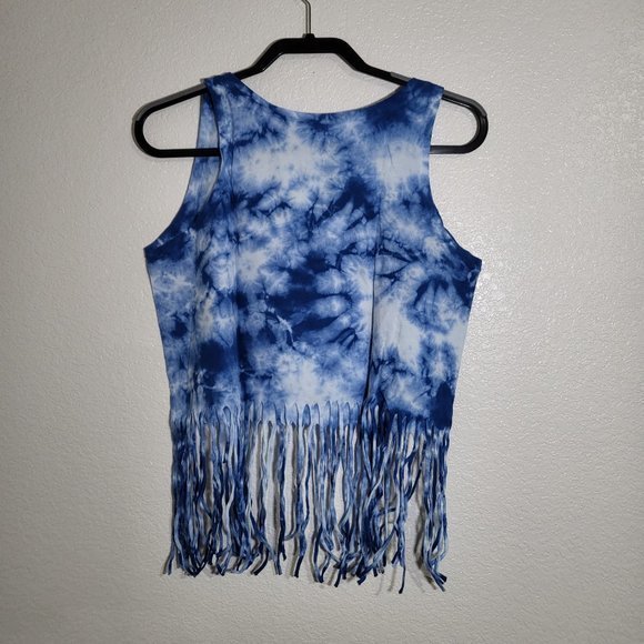 DC Comics Wonder Woman Fringe Tie Dye Women's Juniors Blue‎ Tank Top - Picture 5 of 5